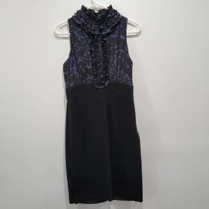 Taylor Elegant Black and Purple Ruffle Dress Sz 4